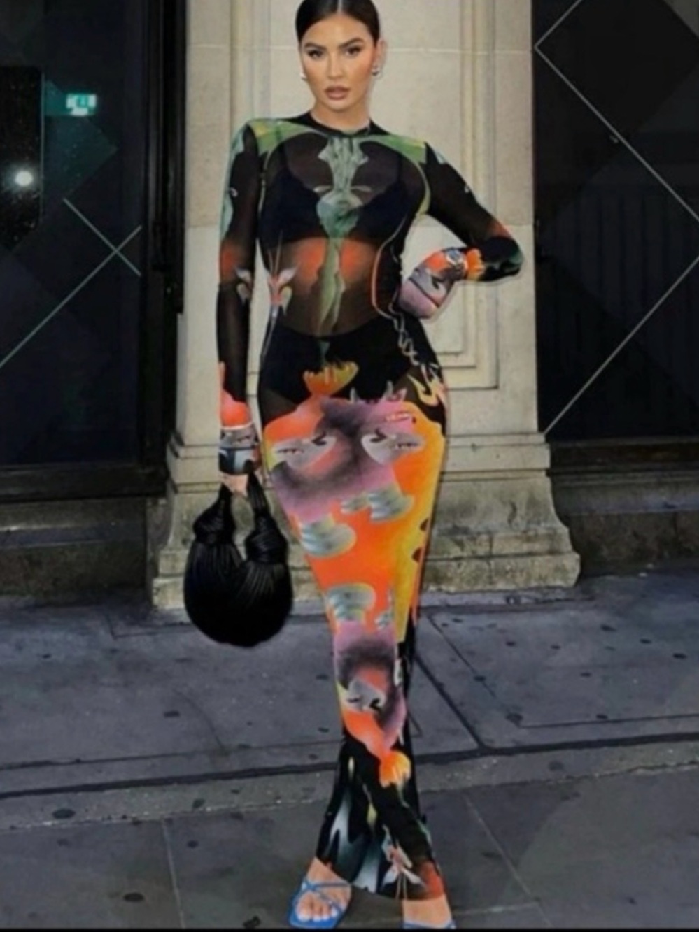 SKIMS x FIRPAL LIMITED
EDITION OBSIDIAN PRINT MESH SHEER DRESS SIZE MEDIUM